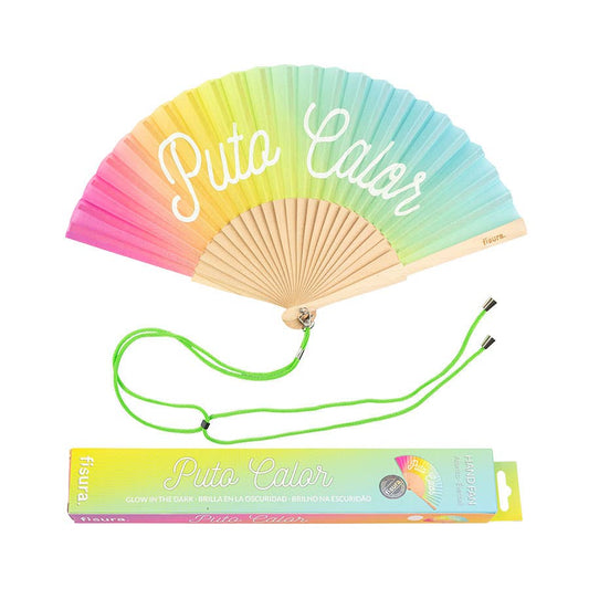 Fisura - Hand Fan "Fucking Heat" Rainbow - Glow-in-the-Dark