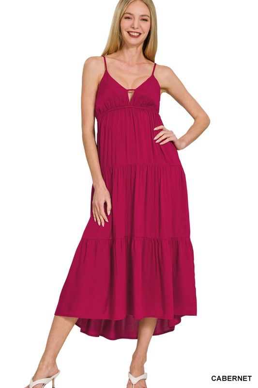 Womens Sweetheart Neckline Midi Dress Red / S Womens Sweetheart Neckline Midi Dress Red / S