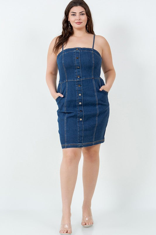 white christmas dresses Women's Plus Size Denim Charm Dress - Light Wash