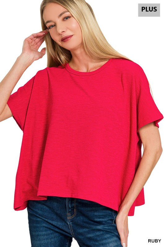 Plus Size Cotton Slub Oversized Tee