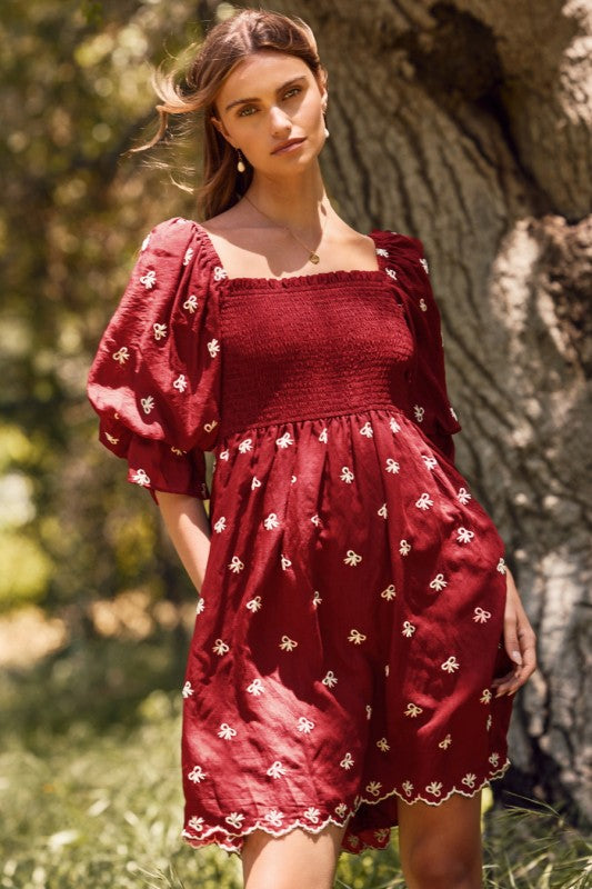 Plus Size Short Bubble Sleeve Baby Doll Dress