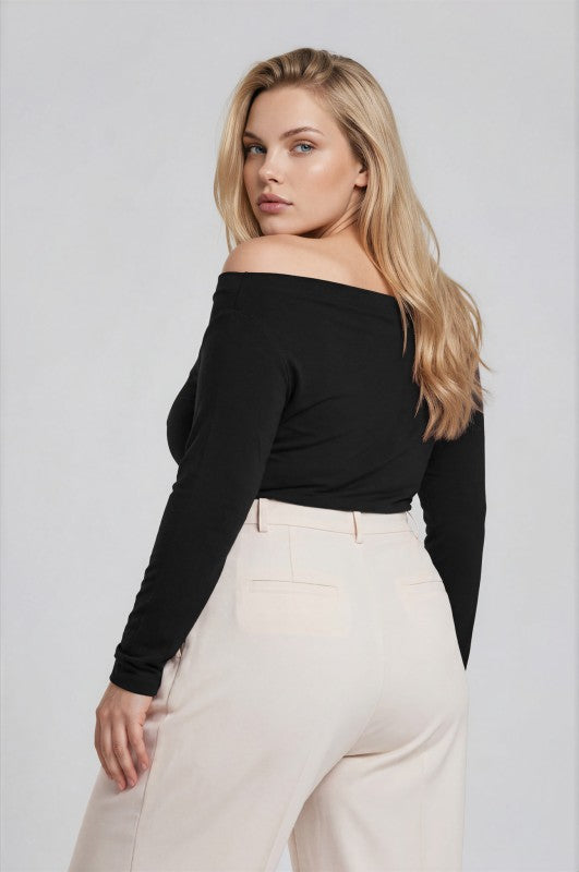 Plus Size Pintuck Boatneck