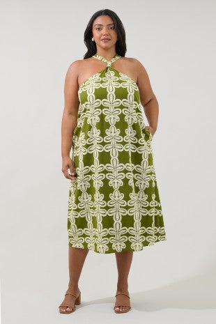 Plus Size- Sugar Lips Amory Halter Neck Midi dress