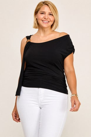Plus Size Asymmetrical Gold Link Top