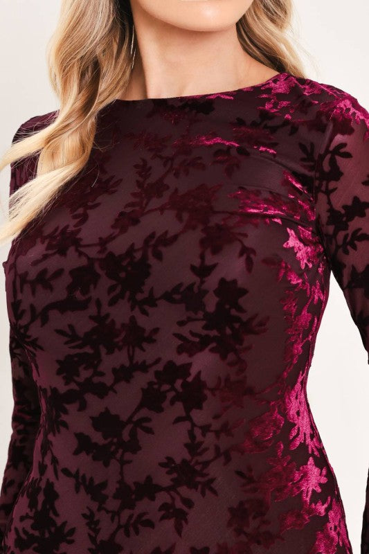 Plus Size Midi Burnout Velvet Dress