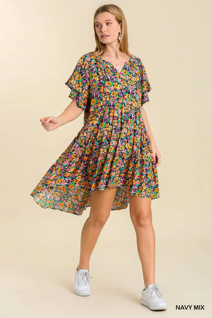Womens Umgee floral mini dress all natural material
