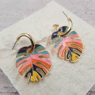 Tropical Leaf Earrings in Gold