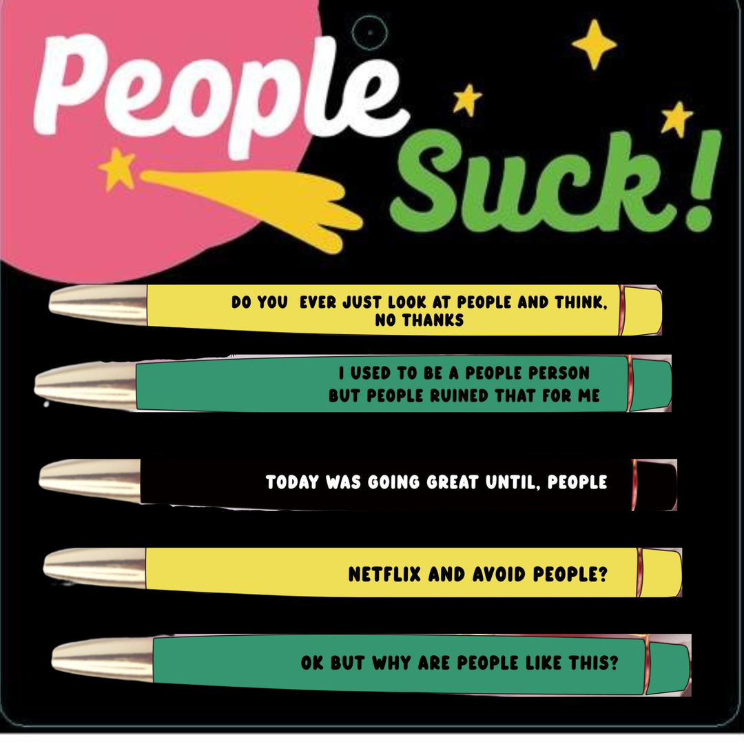 FUN CLUB - People Suck Pen Set (funny, misanthrope, gift, introvert, pens)
