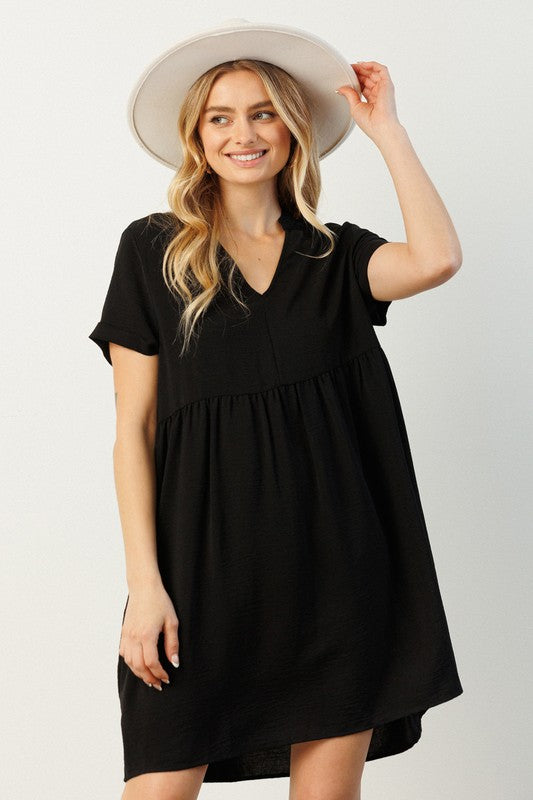 Womens Mittoshop Short-Sleeve Cuffed Dress BLACK