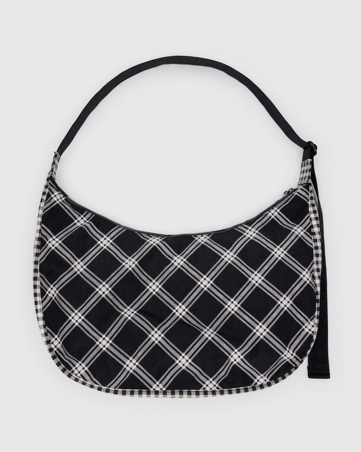 Baggu- Large Crescent Purse in Mixed Plaid