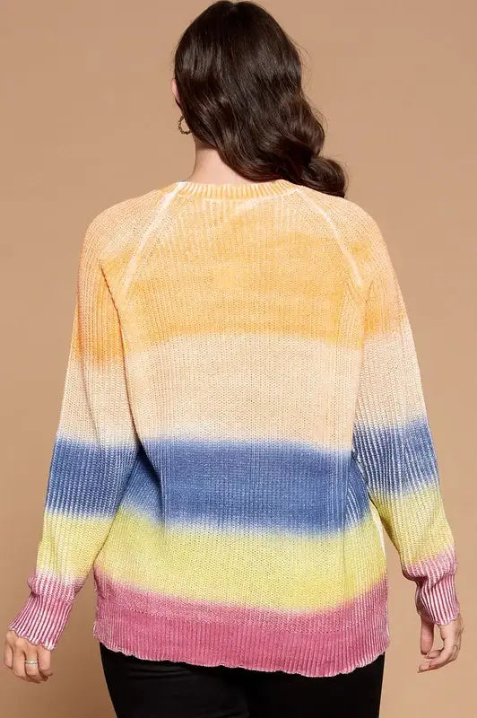 Plus Size Tie Dye Print Sweater Knit Top