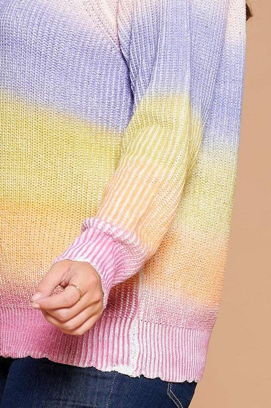 Plus Size Tie Dye Print Sweater Knit Top