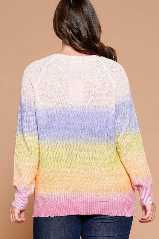 Plus Size Tie Dye Print Sweater Knit Top
