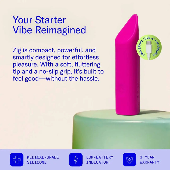 Dame Products - Zig, Lipstick Vibrator: Pink - Esme and Elodie