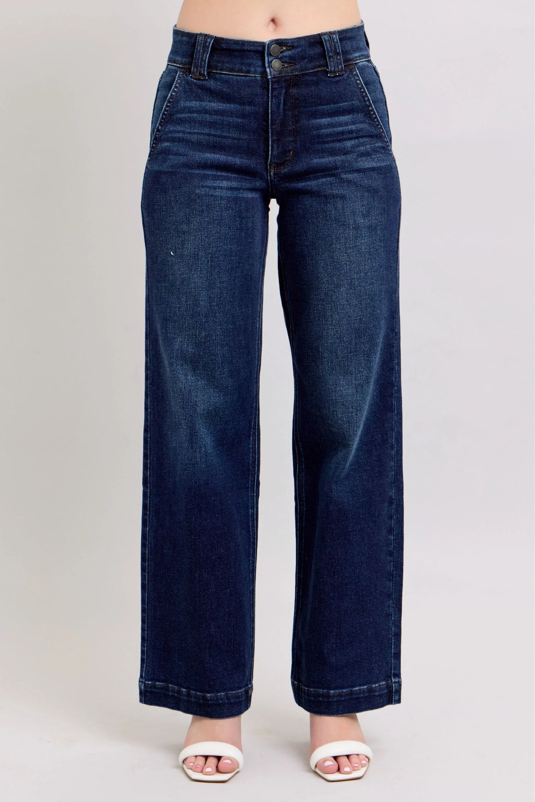 Judy Blue double button wide leg jeans - Esme and Elodie