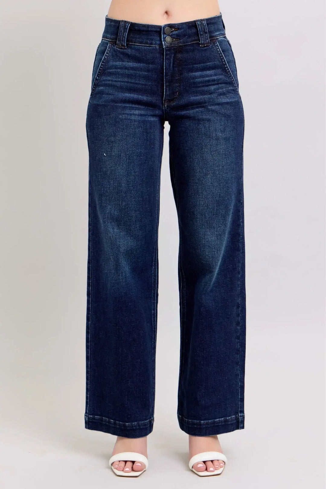 Judy Blue double button wide leg jeans - Esme and Elodie