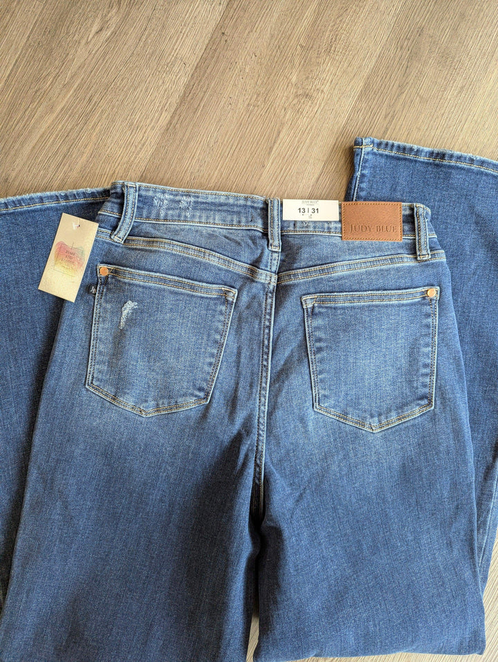 Judy Blue Plus Size Straight Leg Medium Wash High Waist Rise - Esme and Elodie