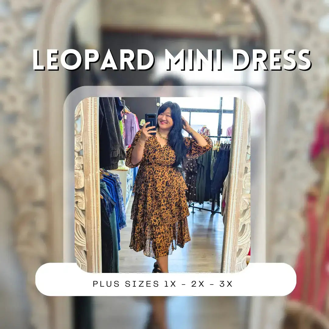Plus Size Leopard Print Tiered Ruffle Midi Dress