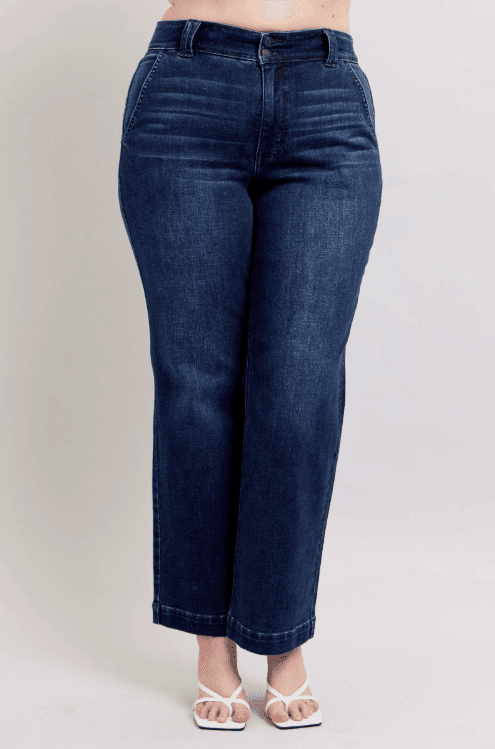 Plus Size Judy Blue Dark Wash Wide Leg - Esme and Elodie