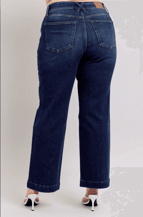 Plus Size Judy Blue Dark Wash Wide Leg - Esme and Elodie