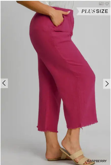 Plus Size Umgee Wide Leg Cotton Gauze Pant - Esme and Elodie