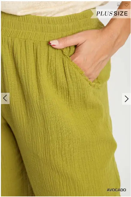 Plus Size Umgee Wide Leg Cotton Gauze Pant - Esme and Elodie