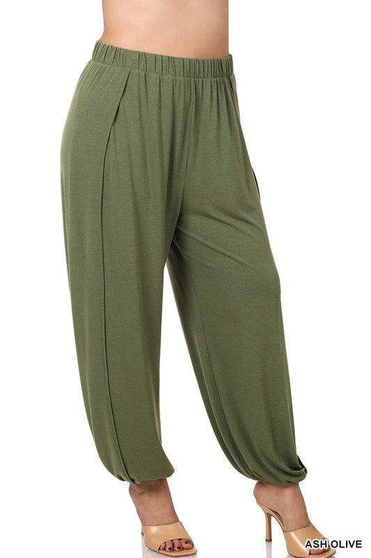 Plus Split side pants - Ash Olive - Esme and Elodie