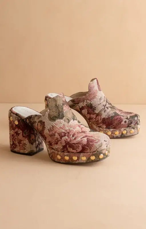 Retro Tapestry Platform Clog Mule