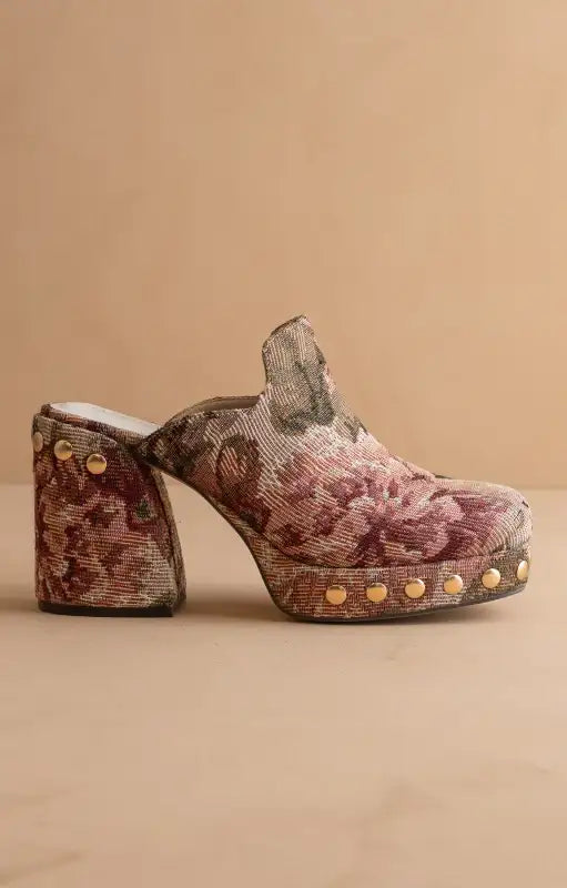 Retro Tapestry Platform Clog Mule