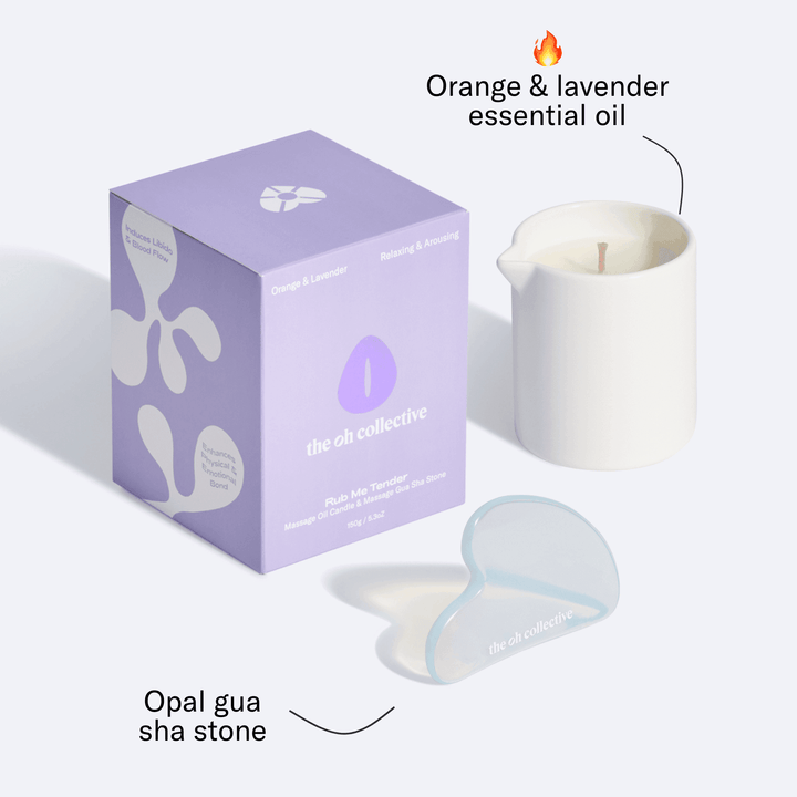 The Oh Collective - Rub Me Tender | Natural Massage Oil Candle with Gua Sha - Esme and Elodie