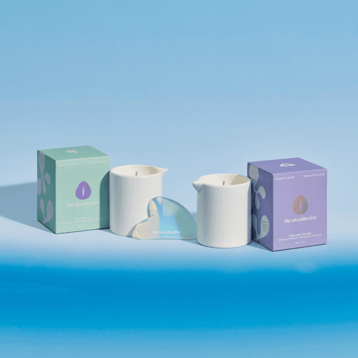 The Oh Collective - Turn Me On | 150ML Massage Candle with Gua Sha Massage Stone - Esme and Elodie