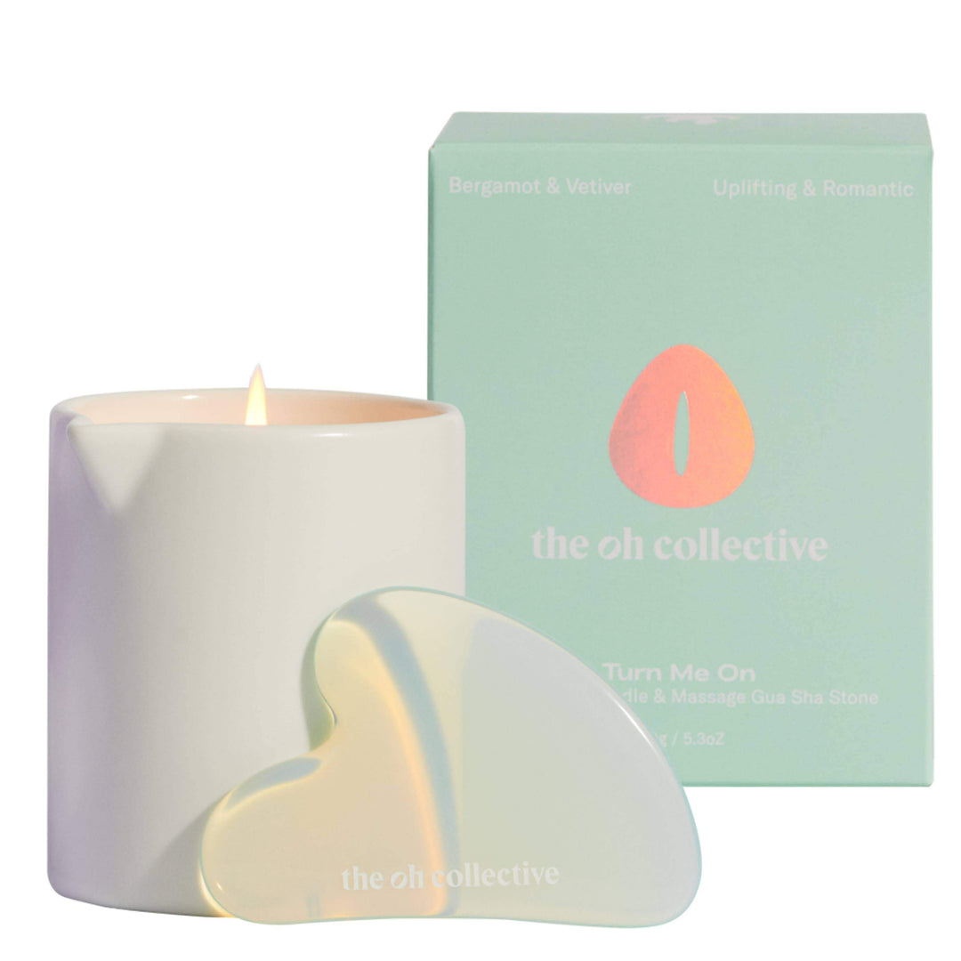 The Oh Collective - Turn Me On | 150ML Massage Candle with Gua Sha Massage Stone - Esme and Elodie