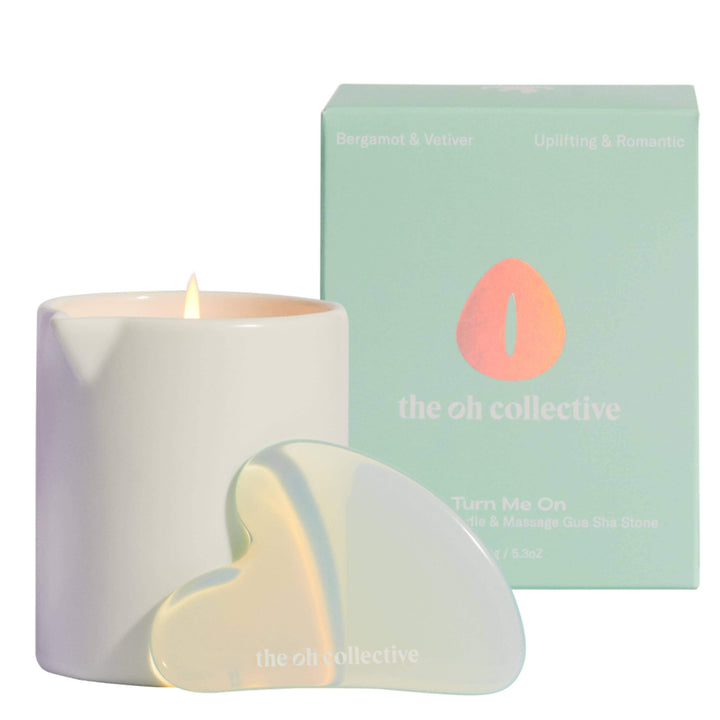 The Oh Collective - Turn Me On | 150ML Massage Candle with Gua Sha Massage Stone - Esme and Elodie