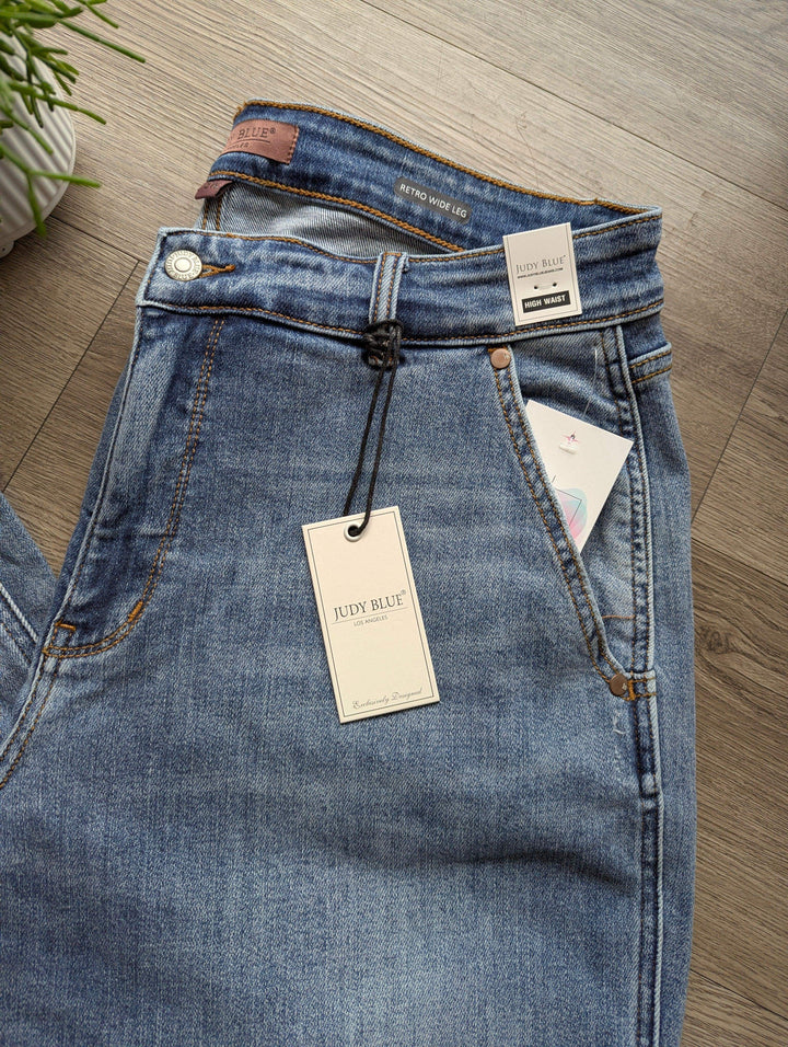Women's and Plus Size Judy Blue Retro Wide Leg High Waist - Esme and Elodie