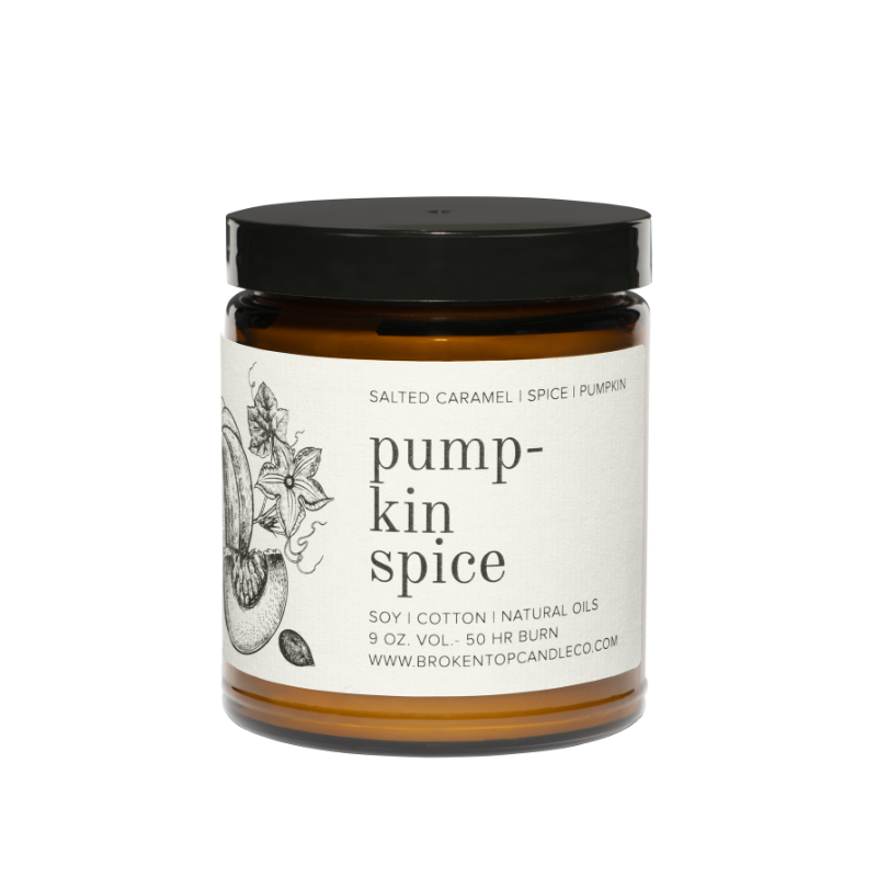 Broken Top Brands - Natural Soy Candle - Pumpkin Spice - 9 oz. Fall Scent