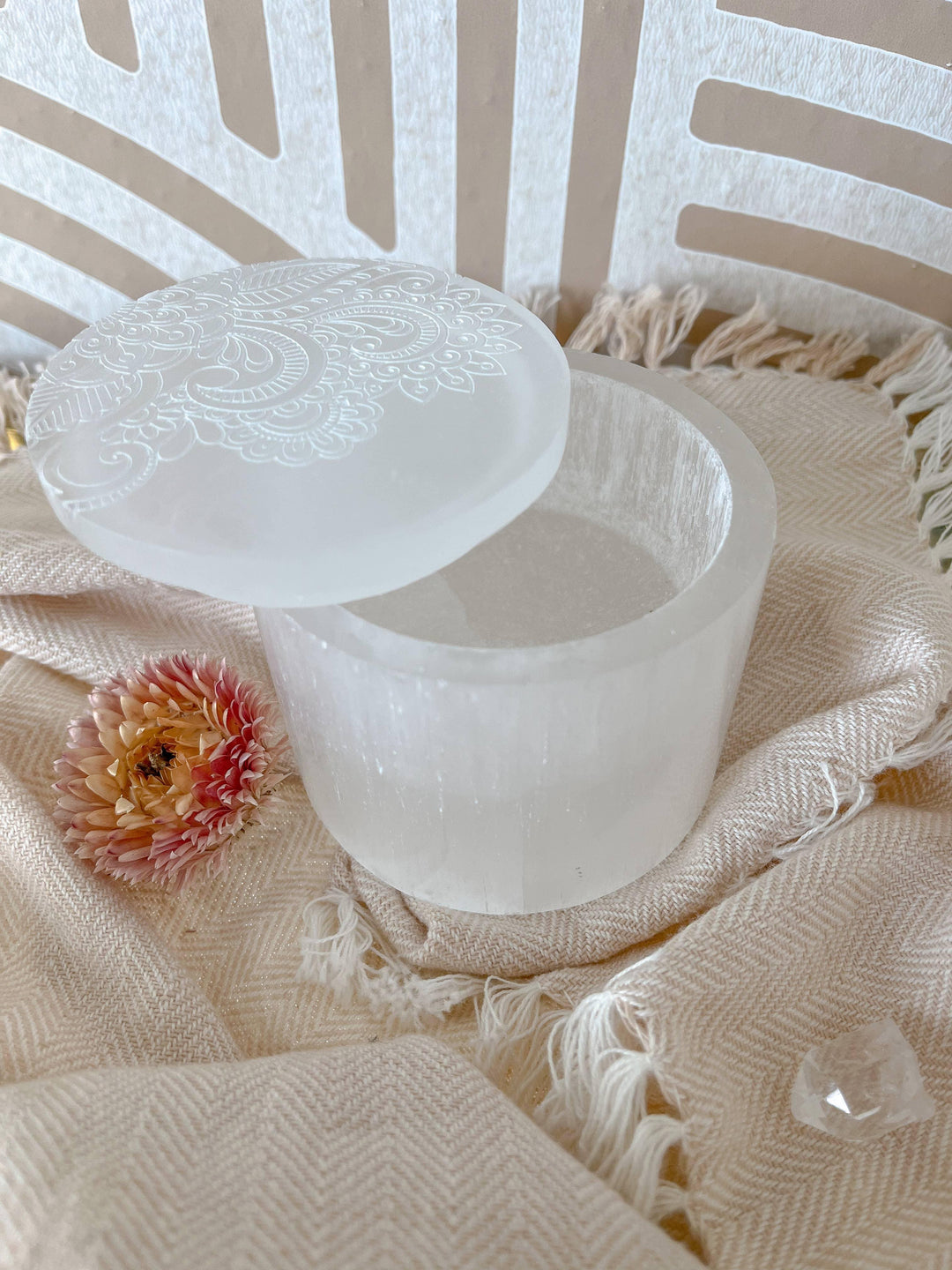 "Henna " Selenite Trinket Jewelry Box Christmas Gift - Esme and Elodie