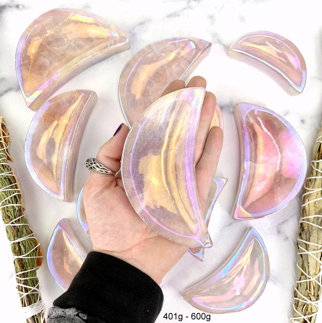 Angel Aura Rose Quartz Moon Bowls - Esme and Elodie