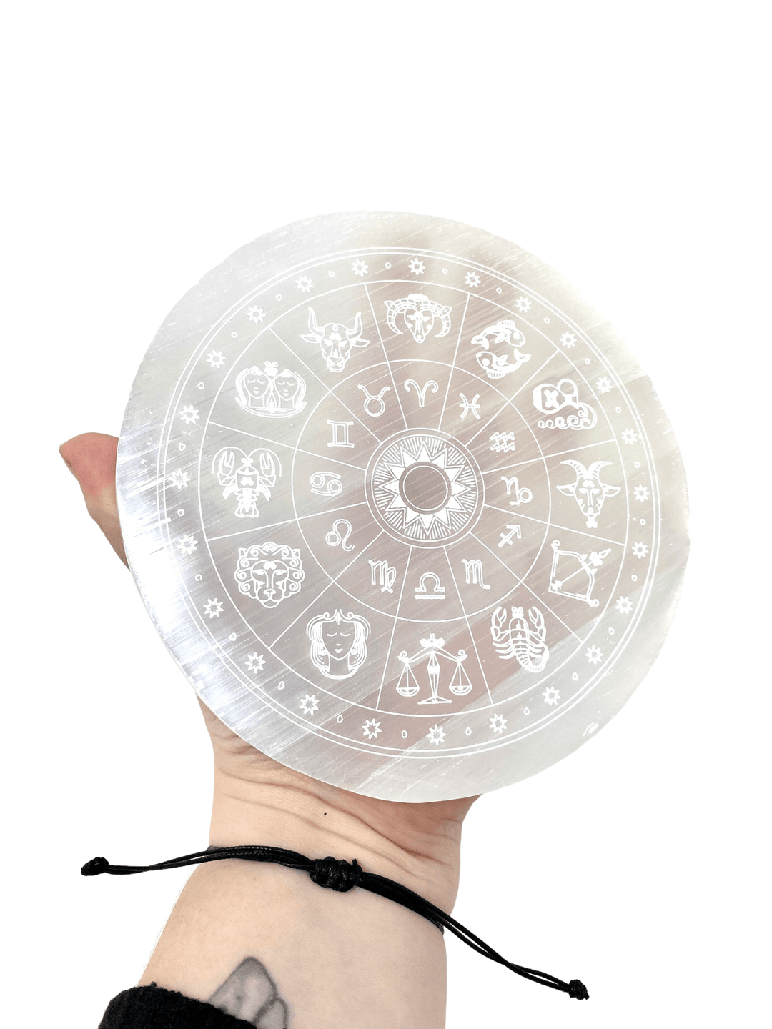 Zodiac Selenite Plate - 5.5 Inches Across - Esme and Elodie