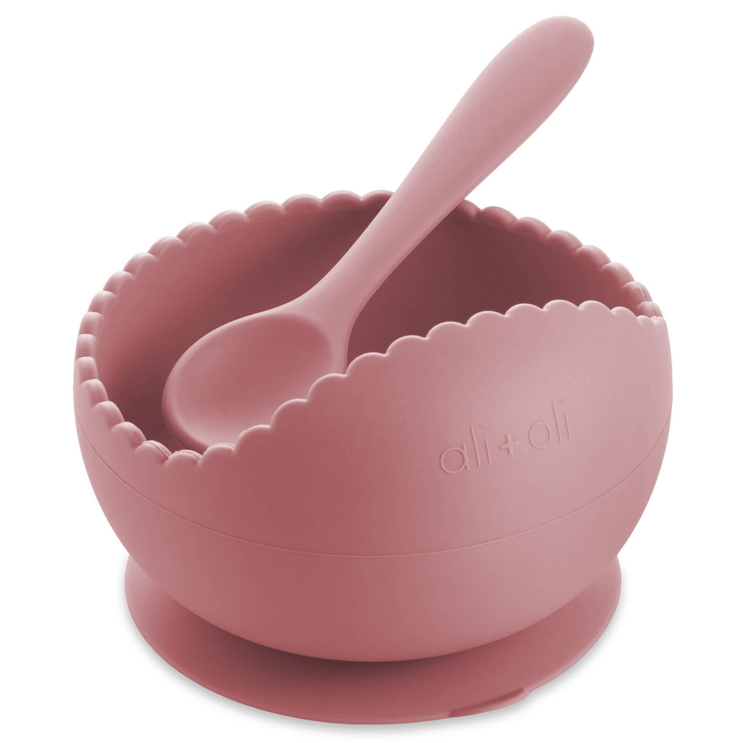 Ali+Oli Silicone Suction Bowl & Spoon Set (WAVY) - Esme and Elodie