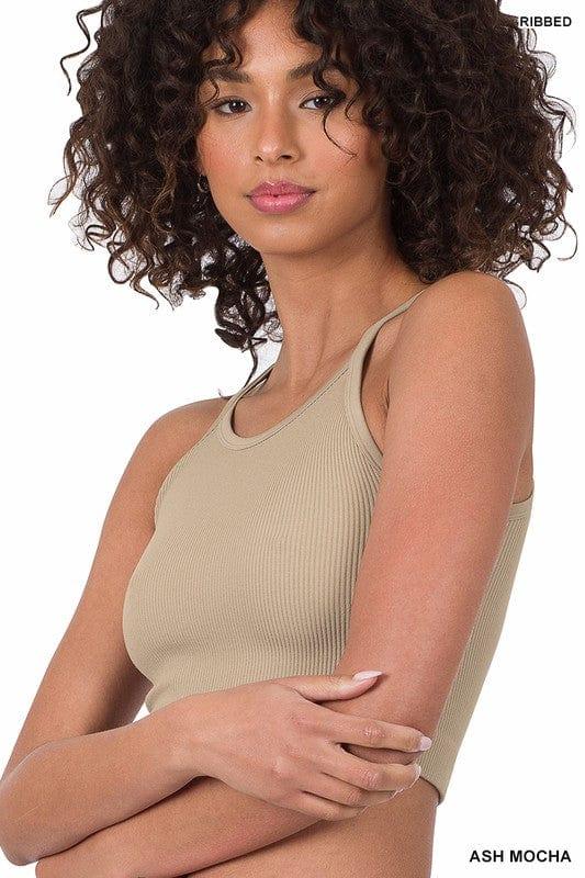 Ash Mocha high neck ribbed bralette - Esme and Elodie