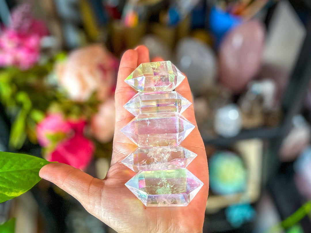 AURA QUARTZ double terminated crystal - Esme and Elodie