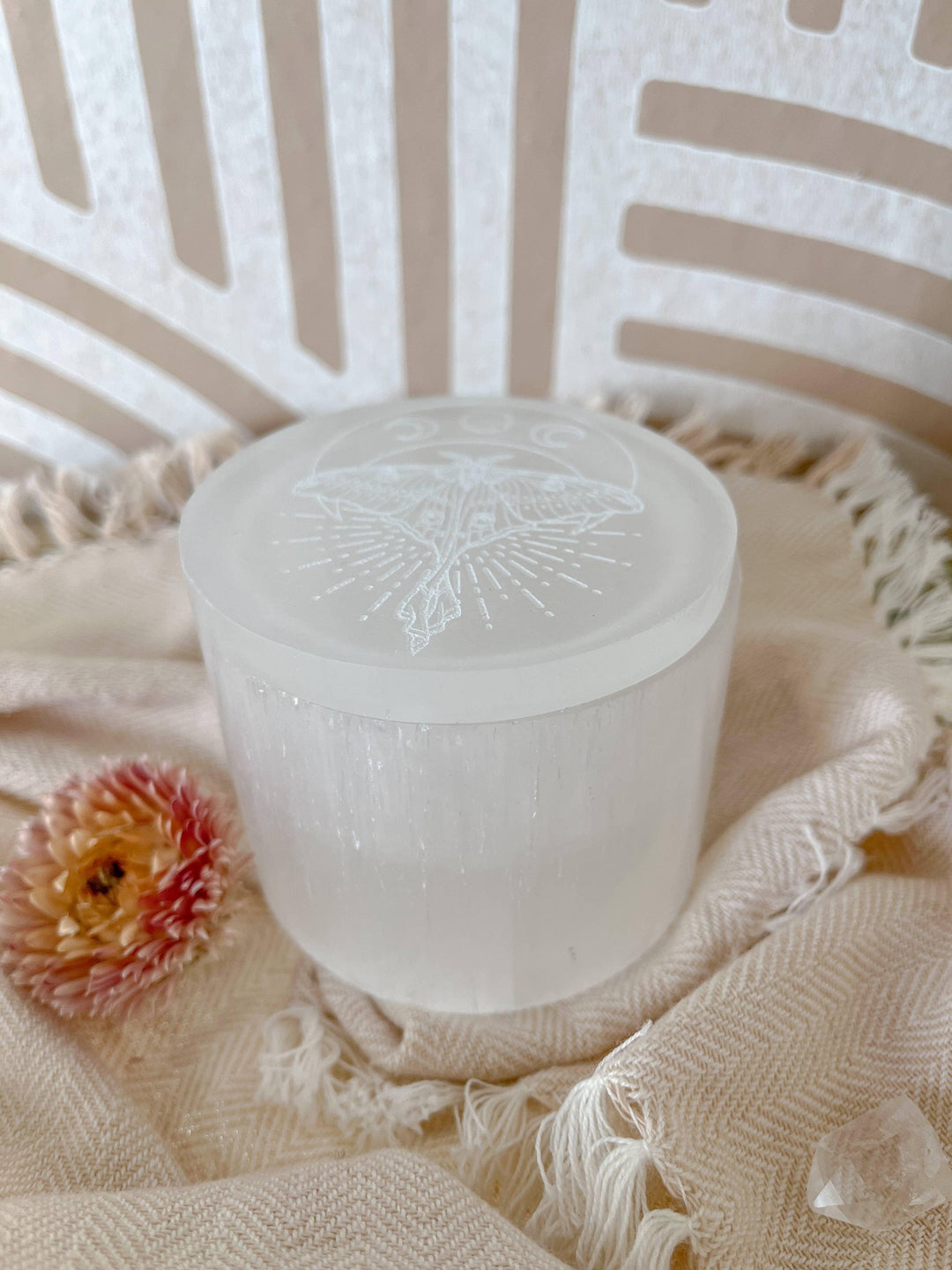 "Luna Moth " Selenite Trinket Jewelry Box Christmas Gift - Esme and Elodie