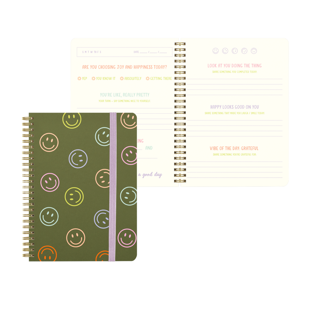 Talking Out of Turn - Green Smiley Mini Gratitude Journal