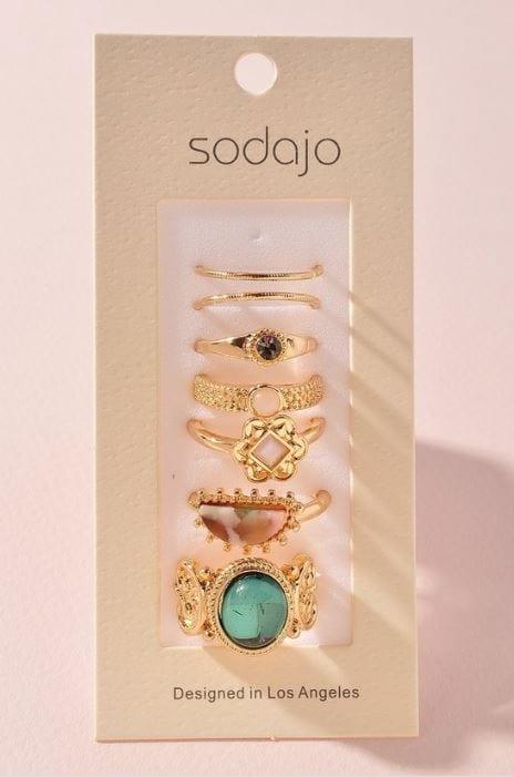 Emerald Fields Ring Stack - Esme and Elodie