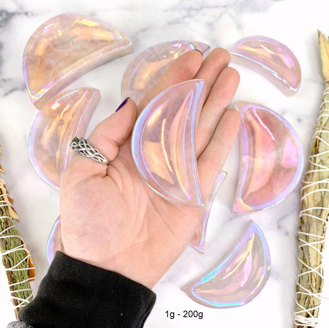 Angel Aura Rose Quartz Moon Bowls - Esme and Elodie