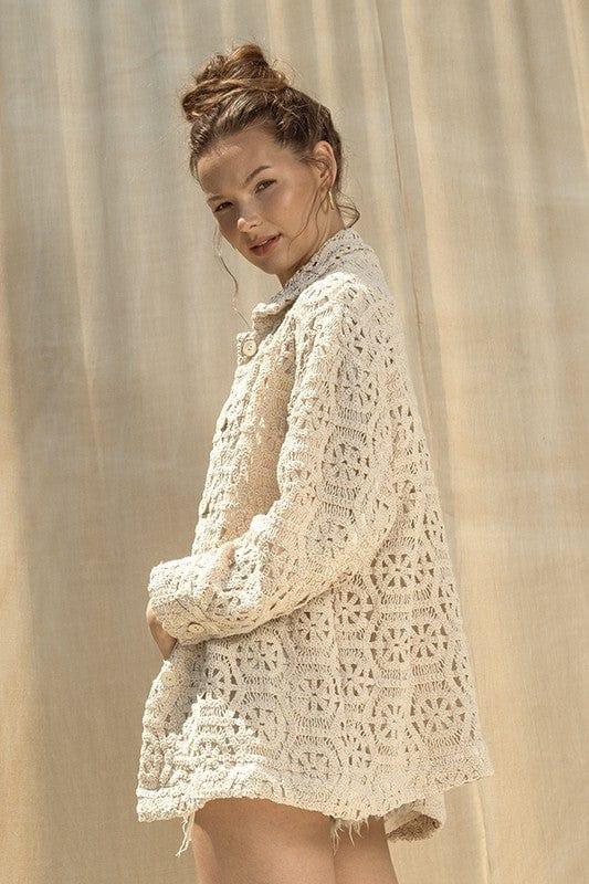 Women's Knit Lace jacket with slouchy fit - Esme and Elodie