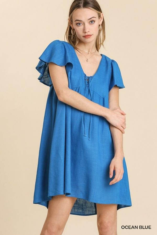 Linen Criss Cross v-neck dress - Esme and Elodie