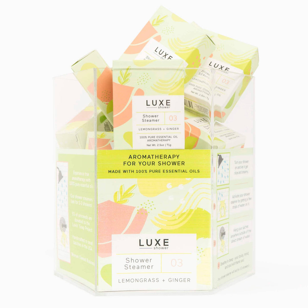 Luxe Lemongrass + Ginger Shower Steamer Filled Hexagon - Esme and Elodie