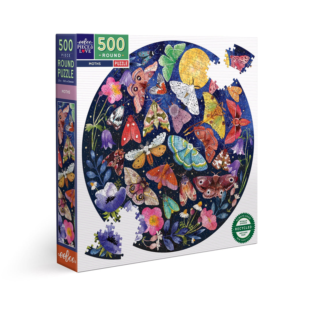 Moths 500 Piece Round Adult Jigsaw Puzzle - Esme and Elodie