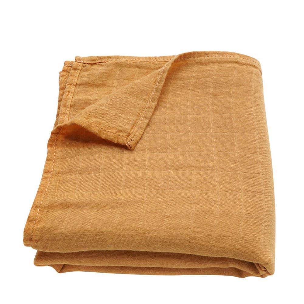 Muslin Swaddle Blanket (Ochre) - Esme and Elodie